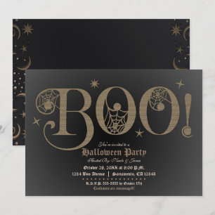 BOO Brun Rustik Elegant Halloween Kostymfest Inbjudningar