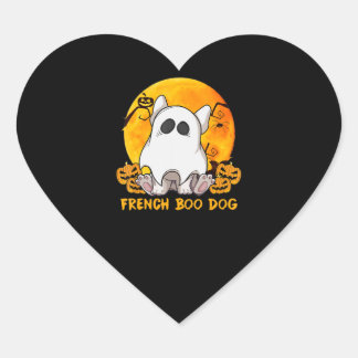 Boo Bulldog med Pumpkin Spider och Måne Hjärtformat Klistermärke