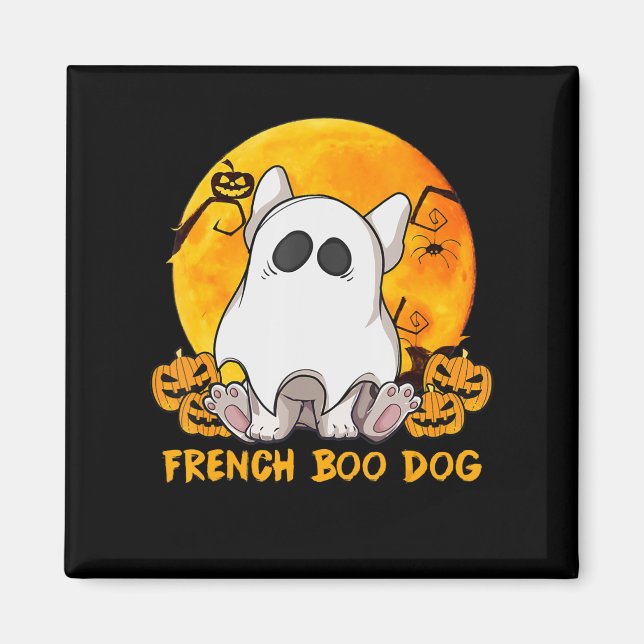Boo Bulldog med Pumpkin Spider och Måne Magnet (Framsidan)