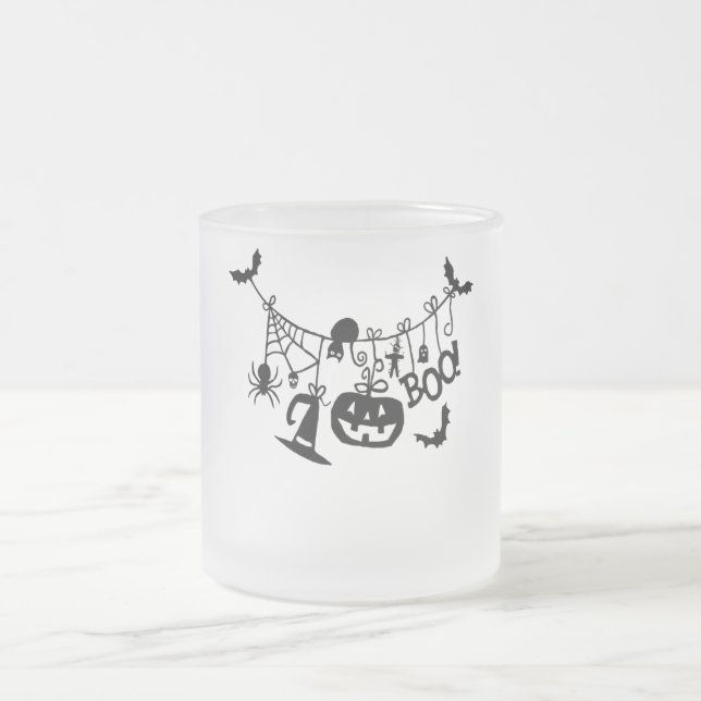 Boo Bus eller godis Halloween Fladdermus, Pumpkins Frostad Glasmugg (Center)