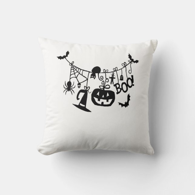 Boo Bus eller godis Halloween Fladdermus, Pumpkins Kudde (Framsida)