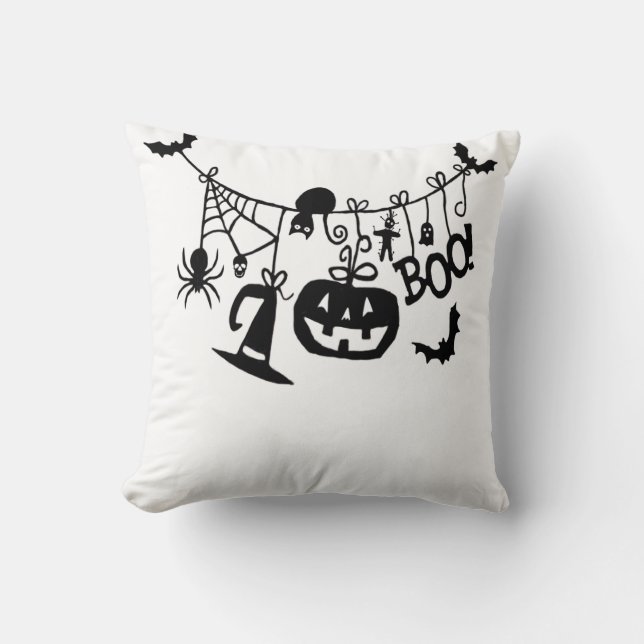 Boo Bus eller godis Halloween Fladdermus, Pumpkins Kudde (Framsida)