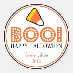 Boo! Candy corn (svart/Orange) Runt Klistermärke