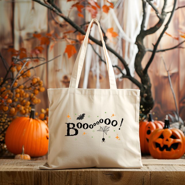 Boo Canvas Halloween Tote Bag Jumbo Tygkasse (Skapare uppladdad)