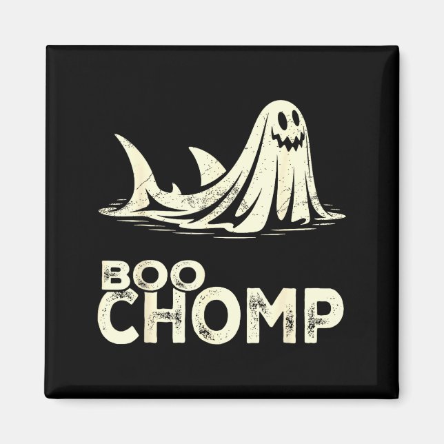 Boo chomp – rolig spökhaj Halloween retro  Magnet (Framsidan)