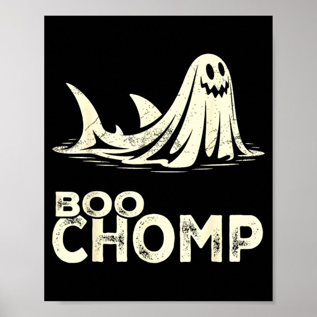 Boo chomp – rolig spökhaj Halloween retro Poster (Framsidan)
