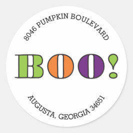 Boo! Cirka Halloween-returadressetikett Runt Klistermärke