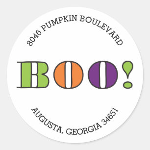 Boo! Cirka Halloween-returadressetikett Runt Klistermärke