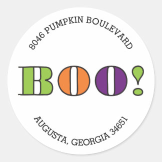 Boo! Cirka Halloween-returadressetikett Runt Klistermärke