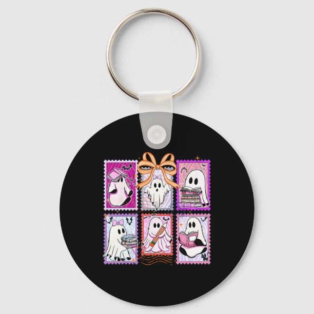 Boo Coquette Halloween Teacher Funny Ghost Trick O Nyckelring (Framsida)