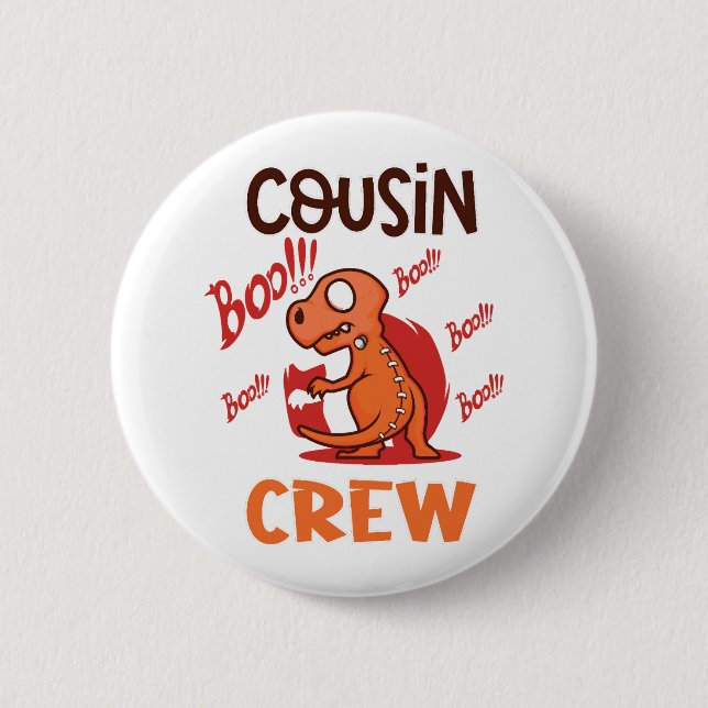 Boo Cousin Crew Halloween Dinosaur Spooky Costume Knapp (Framsida)