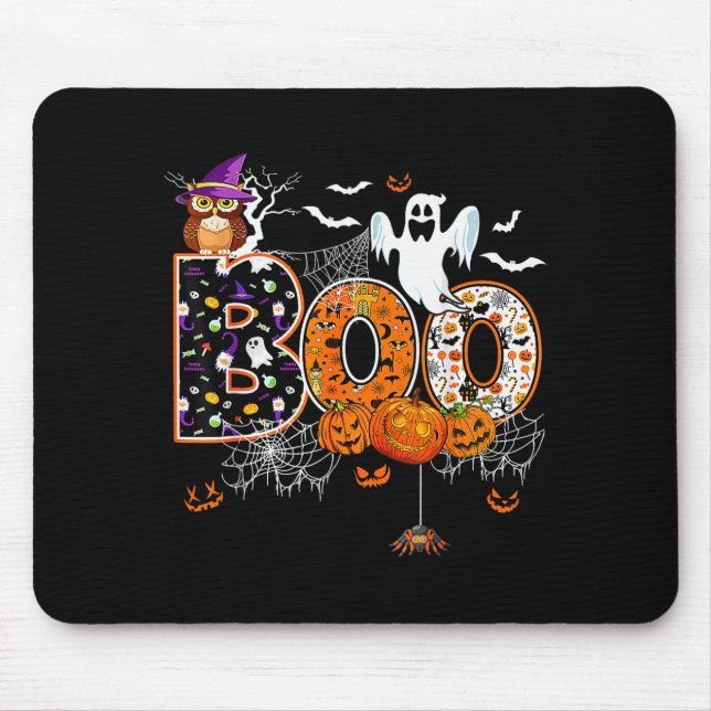Boo Creepy Owl Pumpkin Ghost Halloween Men Women K Musmatta (Framsidan)