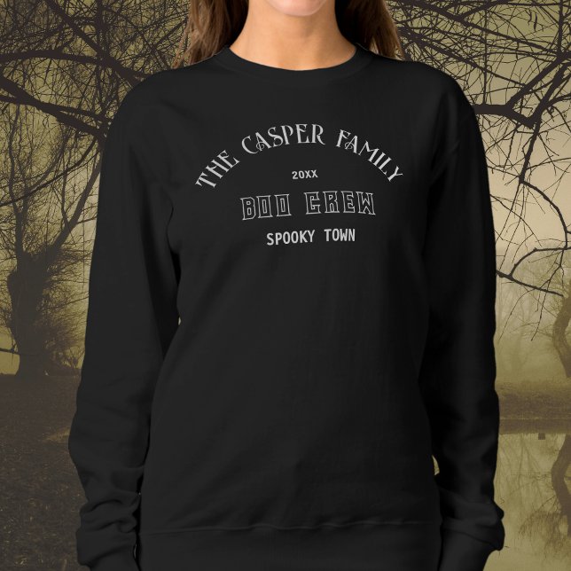 Boo Crew Anpassningsbar Family Namn Halloween Blac T Shirt (Skapare uppladdad)