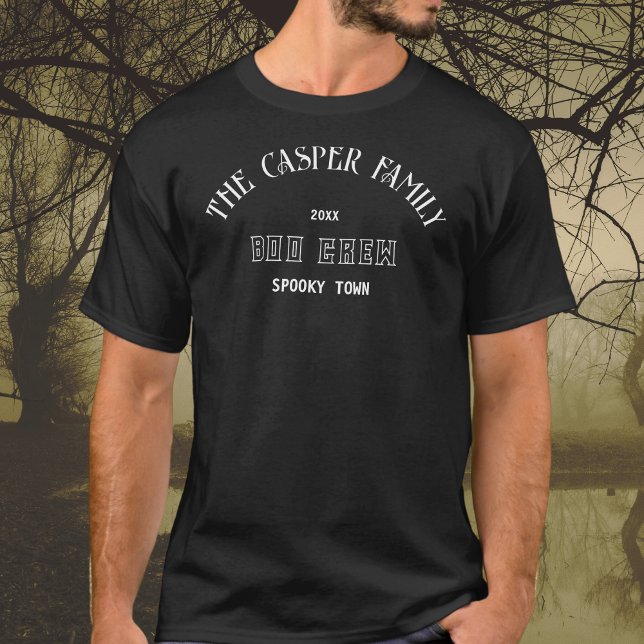 Boo Crew Anpassningsbar Family Namn Halloween Blac T Shirt (Skapare uppladdad)