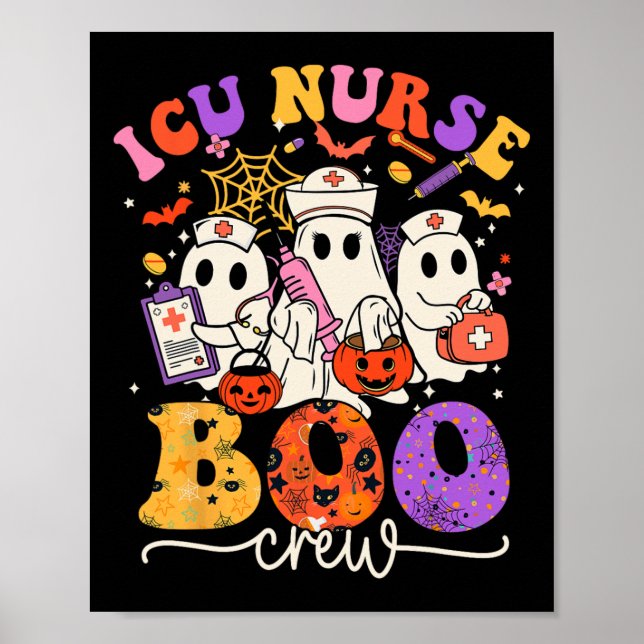 Boo Crew Costume Funny Nurse Ghost Halloween Poster (Framsidan)