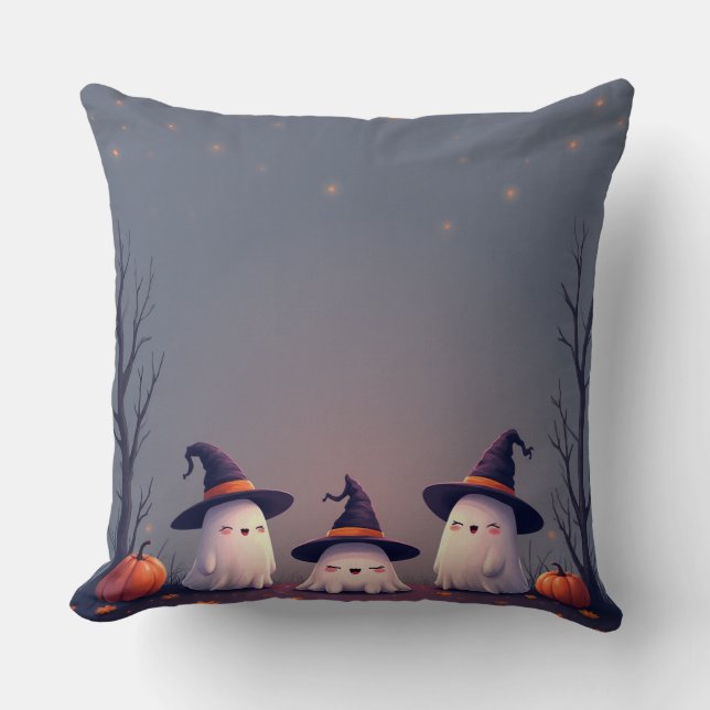 Boo Crew – Cute Halloween Ghosts Design Kudde (Framsida)