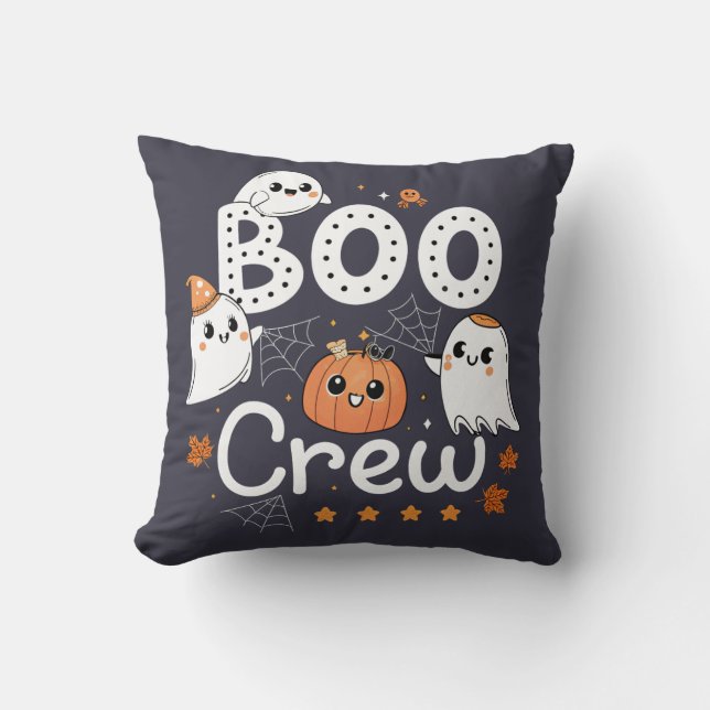 Boo Crew Cute Halloween Spöken och Pumpkin Kudde (Framsida)