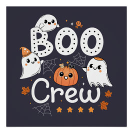 Boo Crew Cute Halloween Spöken och Pumpkin Perfect Poster