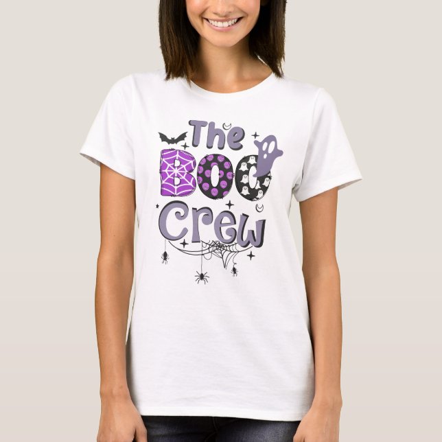 Boo Crew Family Ghost Spider Halloween Black T Shirt (Framsida)