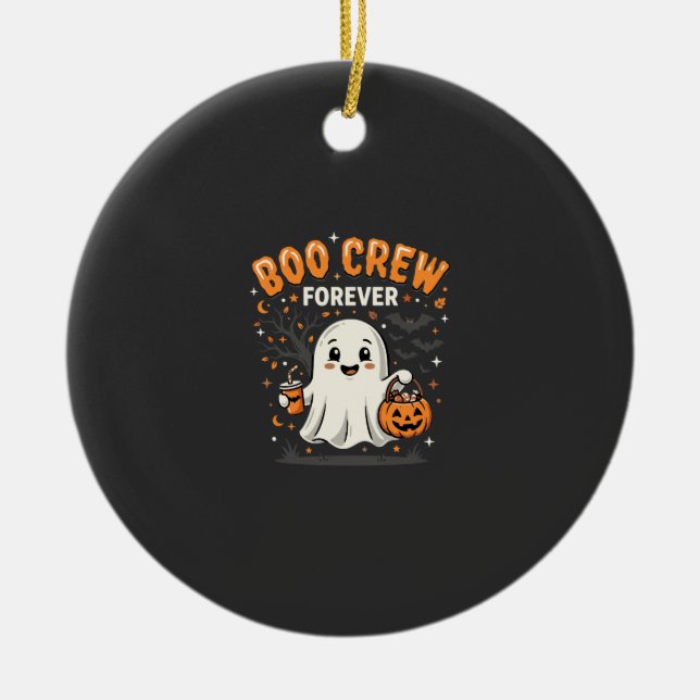 Boo Crew Forever Halloween-spökdesign_1 Julgransprydnad Keramik (Framsidan)