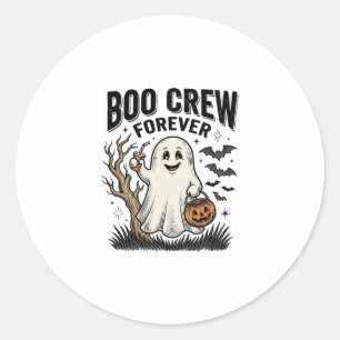 Boo Crew Forever Vintage Ghost Halloween T-shirt D Runt Klistermärke