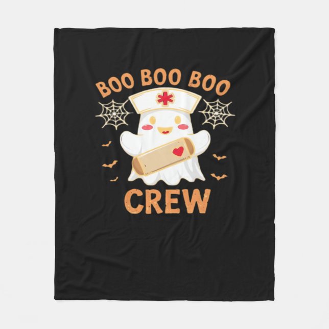 Boo Crew Funny Ghost Spooky Halloween Nurse T-Shir Fleecefilt (Framsidan)
