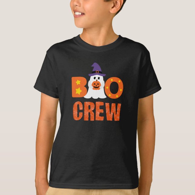 Boo Crew Funny Halloween Ghost Pumpkin Party T Shirt (Framsida)