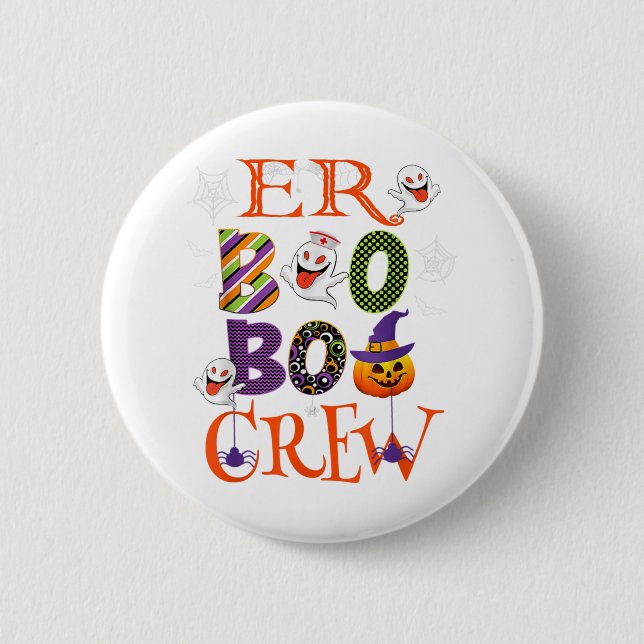 Boo Crew Ghost Doktor Sjukvårdare Nurse Halloween Knapp (Framsida)