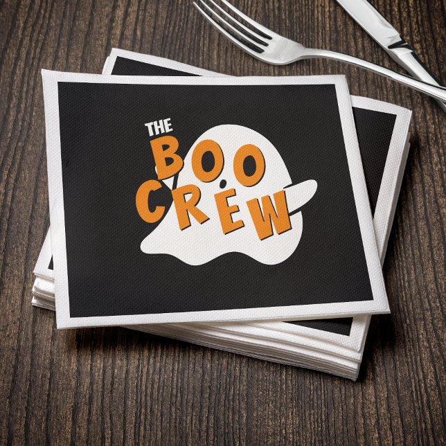 Boo Crew Ghost Family Halloween fest Black Pappersservett (The Boo Crew Ghost Family Halloween Party Black Napkins
)