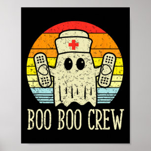 Boo Crew Ghost Nurse Retro Halloween Nursing R Poster