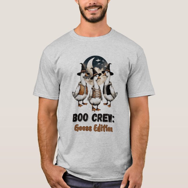 Boo Crew Goose Edition Funny Halloween Geese T Shirt (Framsida)