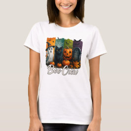 Boo Crew Halloween Black Cat T Shirt