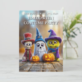 Boo Crew Halloween Cute Ghost Skeleton Monster Inbjudningar