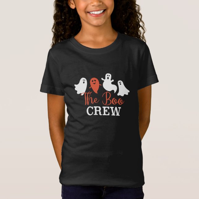 Boo Crew Halloween Ghost Family White Orange T Shirt (Framsida)