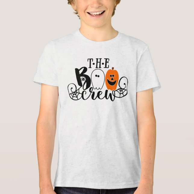 Boo Crew Halloween Ghost Pumpkin T Shirt (Framsida)