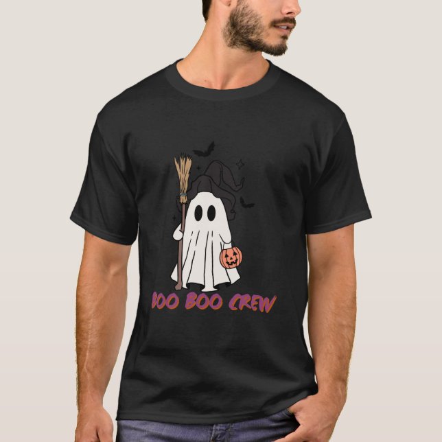 Boo Crew Halloween Ghost Witch Design med Pumpkin T Shirt (Framsida)
