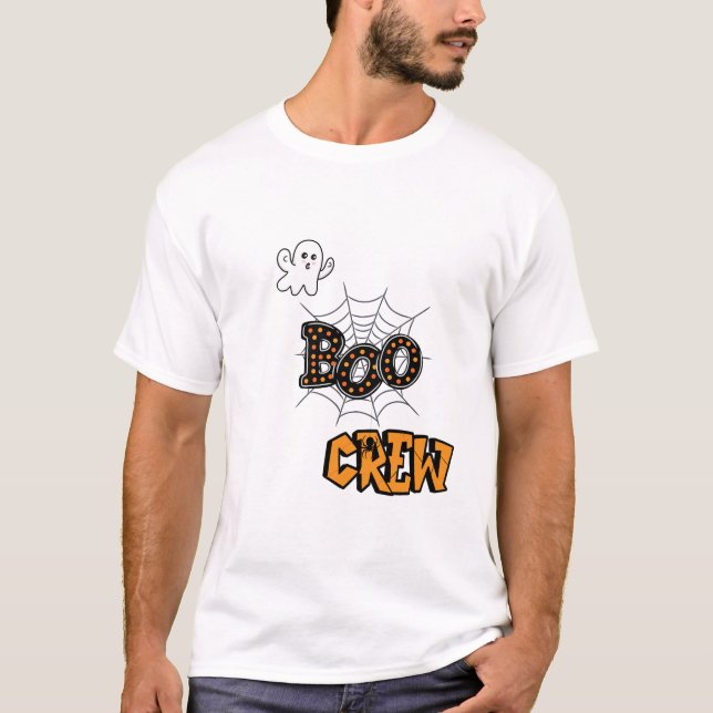Boo Crew Halloween Shirt - Ghost & Spindelnät T Shirt (Framsida)