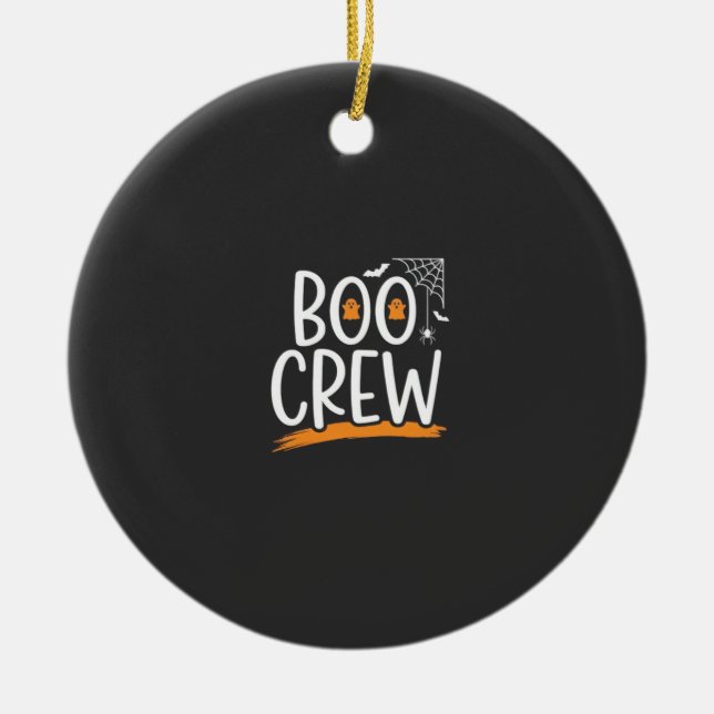 Boo Crew Halloween-spökdesign_1 Julgransprydnad Keramik (Framsidan)