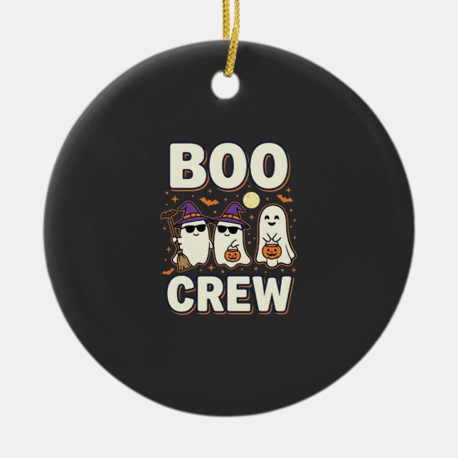 Boo Crew Halloween-spöken Vector Design_1 Julgransprydnad Keramik (Framsidan)