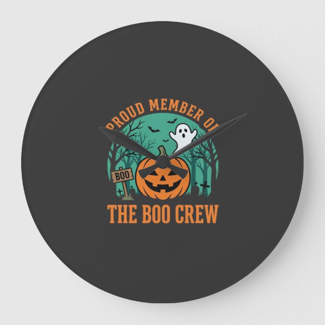 Boo Crew Halloween-spökpumpa design_1 Stor Klocka (Framsida)