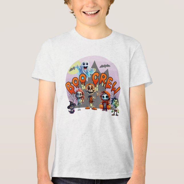 Boo Crew Halloween T-Shirt - Cute Spooky Squad Des (Framsida)
