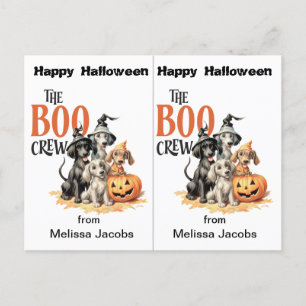 Boo Crew Hundar School Party Halloween Card Vykort