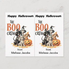Boo Crew Hundar School Party Halloween Card Vykort