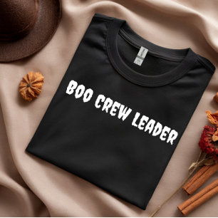 Boo Crew Leader vit typografi halloween T Shirt