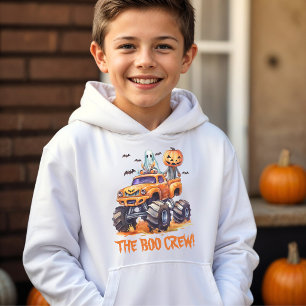 Boo Crew Monster Truck Halloween Hoodie för pojkar T Shirt