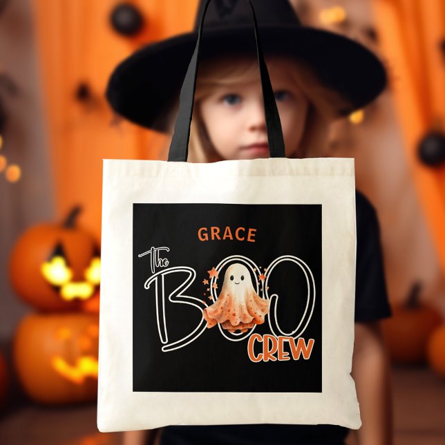 Boo Crew Namn Black Orange Halloween Tote Bag Tygkasse (The Boo Crew Name Black Orange Halloween Tote Bag)