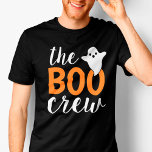 Boo Crew Orange Halloween-familjen som matchar T Shirt<br><div class="desc">Den moderna familjen som matchar Halloween-skjortans design har texten "Boo Crew" i orange och vit text med ett litet spökaccent. Beställ för varje besättningsmedlem.</div>