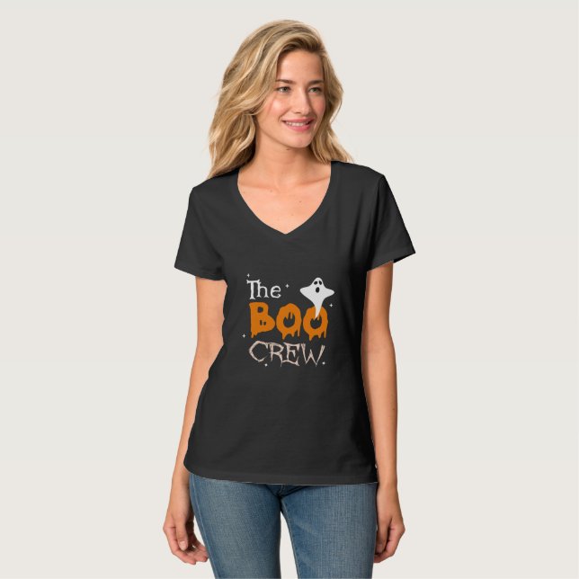Boo Crew Orange Halloween-familjen som matchar T Shirt (Hel framsida)