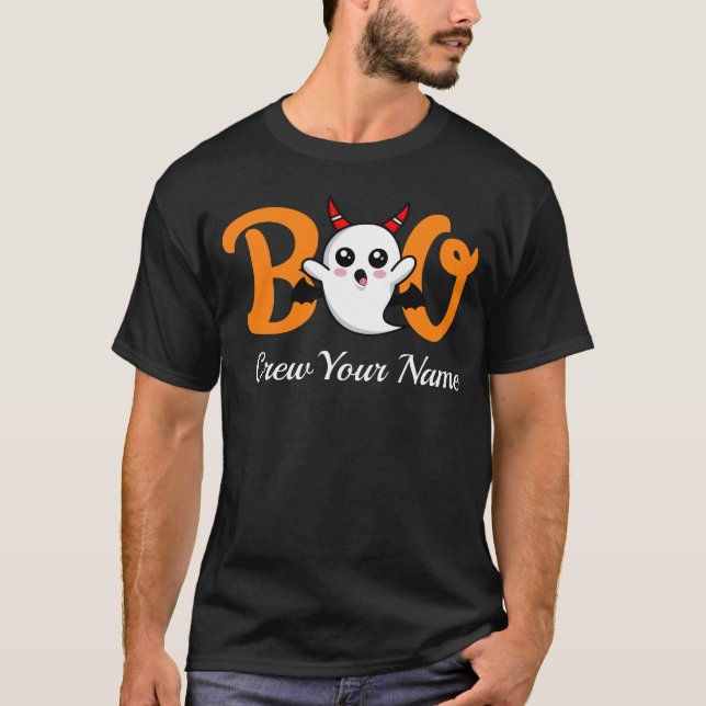 Boo Crew Orange Halloween Family Matching T Shirt (Framsida)