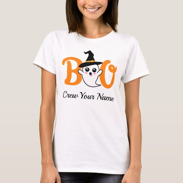 Boo Crew Orange Halloween Family Matching T Shirt (Framsida)